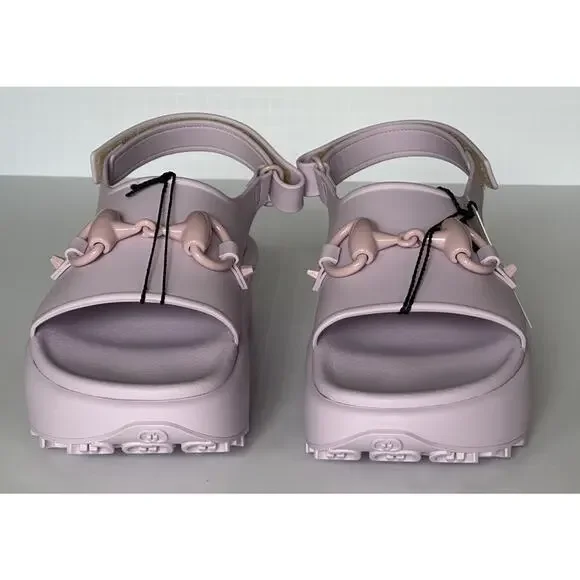 Gucci Women's Horsebit Rubber Pink Slingback Sandals 9 US (39 Eu) IT 742435 NIB - Picture 6 of 14